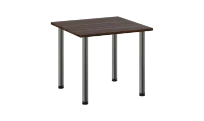 CRTR 80 jídelní stůl, kovová podnož chrom, deska 25 mm, 800x800 mm, ořech královský